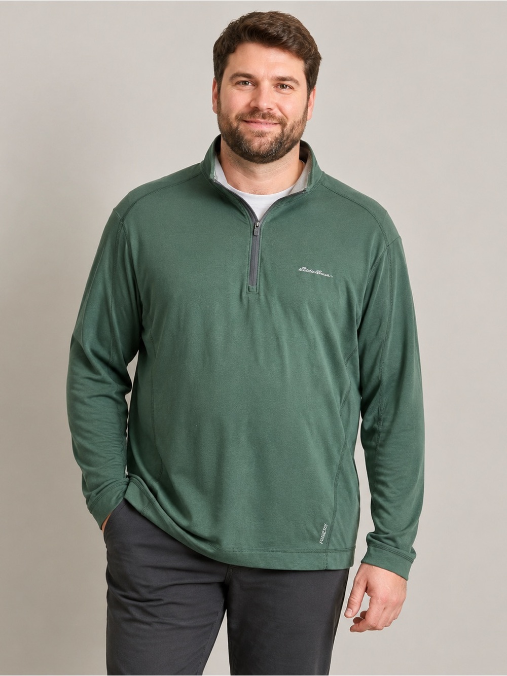 Eddie Bauer Forest Green Half-Zip‎ Pullover Mens XL Tall